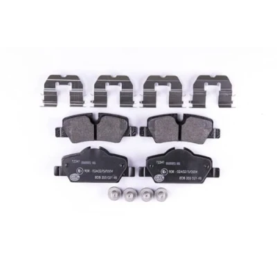 Afbeelding van HELLA 8DB 355 021 481 Remblokkenset Geschikt voor slijtage waarschuwingscontact Met remzadelschroef toebehoren MINI: Hatchback, Convertible