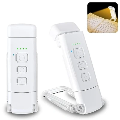 Afbeelding van Alyvisun leeslamp, 3 kleurmodi en 5 dimbare helderheden, timerfunctie oplaadbaar via USB, clip on lamp voor boeken in bed, batterijduur van 80