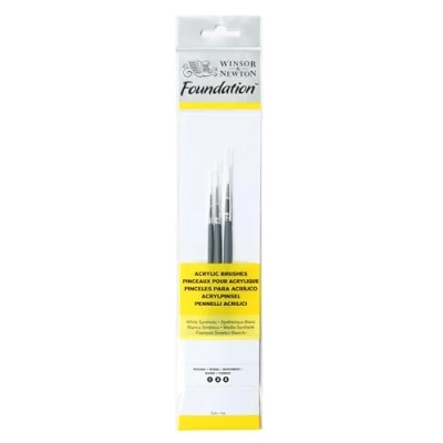 Afbeelding van Winsor &amp; Newton Foundation Acrylverf Ronde Penselen Set van 3 maat 1,3,5