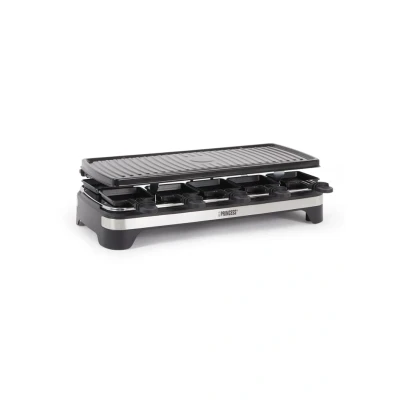 Afbeelding van Princess Gourmetstel XL 162650 Raclette 10 personen Grill &amp; Bakplaat Groot 49x21cm 2 meter snoer Regelbare thermostaat 1500W Zwart pannetjes