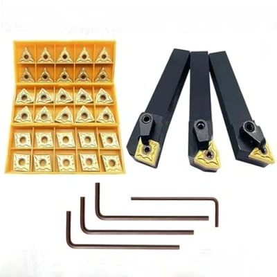 Afbeelding van ASZLBYM 5/8 inch 36 stuks voor buiten draaien indexeerbare CNC draaibank, MTJNR1616H16 jurk + MWLNR1616H08 MCLNR1616H12 met TNMG 331, WNMG431, CNMG431 hardmetalen draaiinzetstukken.