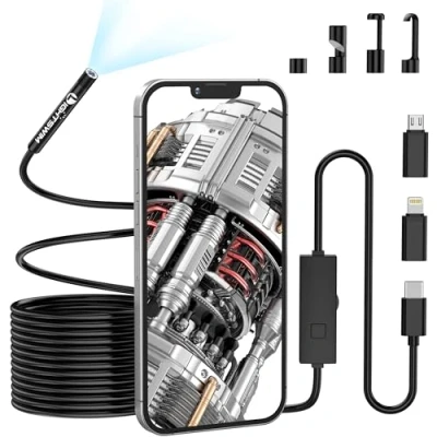 Afbeelding van Inspectiecamera voor slang, endoscoop, 5,5 mm, 1920p, Lightswim type C, met 8 ledlampen, Android en iOS smartphone, iPhone, iPad, Samsung (5 m)