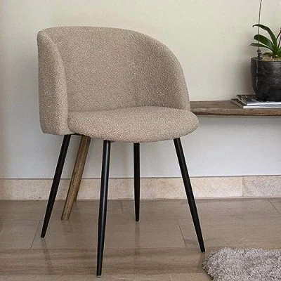 Afbeelding van Milton &amp; Oldbrook Bouclé Eetkamerstoel Budapest Taupe Zwart