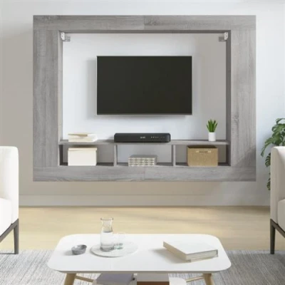 Afbeelding van vidaXL Tv meubel 152x22x113 cm bewerkt hout grijs sonoma eikenkleurig