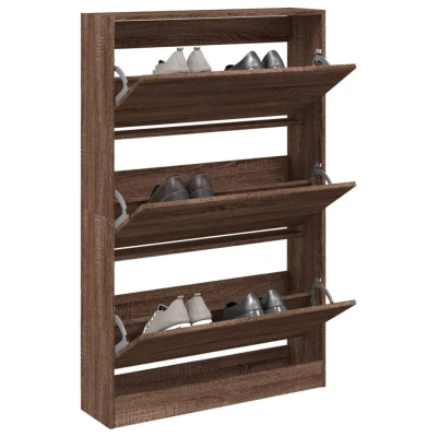 Afbeelding van vidaXL Armoire à Chaussures, Étagère Chaussures avec 3 Tiroirs, Meuble Rangement Entrée Couloir, Chêne Marron Bois d&#039;Ingénierie