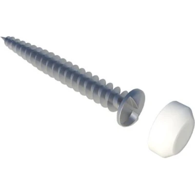 Afbeelding van Secumax anti inbraakschroef met afdekkap verzinkt 22 stuks ral 9010 wit, 4 x 35 mm, inbraakschroeven, set van 22, inclusief dopjes