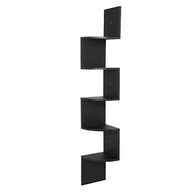 Afbeelding van WOLTU RG9313sz Hoekwandrek voor cd&#039;s, dvd&#039;s, zigzag, 5 planken, hoogte 156 cm, zwart