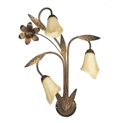 Afbeelding van Alga wandlamp, 3 lamps, ijzer, glas, Florentijn
