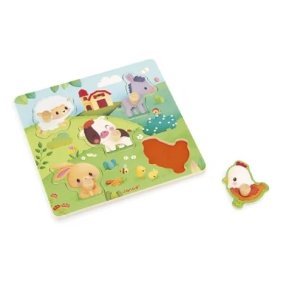 Image de Puzzle Tactile 5 pièces Janod Ferme