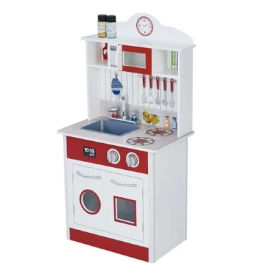 Afbeelding van Teamson Kids Klassieke Houten Speelkeuken Kinderspeelgoed Rollenspel Speelgoed Rood/Wit