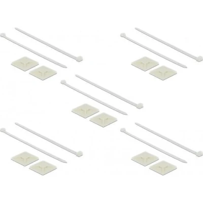Afbeelding van Tie wraps 250 x 7,2mm (10 stuks) met zelfklevende houders / transparant