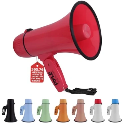 Afbeelding van Pyle Megafoon Luidspreker 20Watt PA Bullhorn Draagbare met Sirene en Verstelbaar Volume