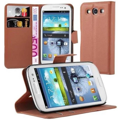 Afbeelding van Cadorabo Hoesje geschikt voor Samsung Galaxy S3 / NEO in CHOCOLADE BRUIN Beschermhoes met magnetische sluiting, standfunctie en kaartvakje Book Case Cover Etui