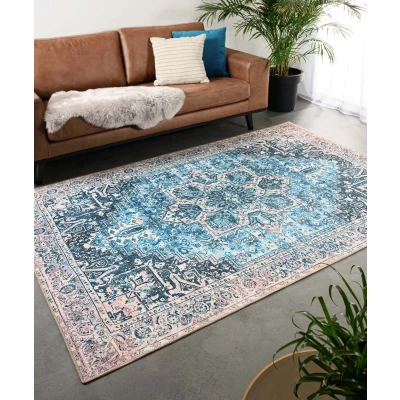 Afbeelding van Vintage Vloerkleed Fade No.3 Blauw/oranje 140x200 Cm