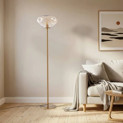 Afbeelding van Lindby vloerlamp Lelia, amber, glas, metaal, 150 cm