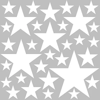Afbeelding van PREMYO Set van 32 muurstickers voor kinderen, sterren, wanddecoratie, babykamer, eenvoudig aan te brengen, wit