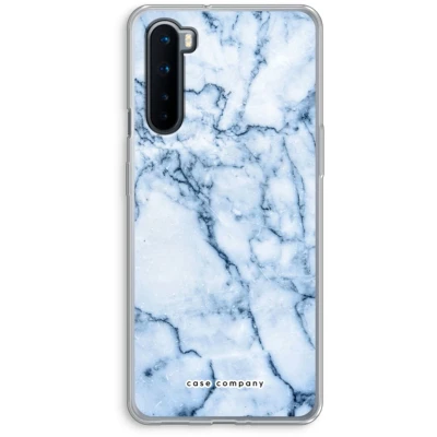 Afbeelding van Case Company® hoesje geschikt voor OnePlus Nord Blauw marmer Soft Cover Telefoonhoesje Bescherming aan alle Kanten en Schermrand