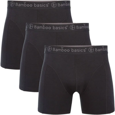 Afbeelding van Bamboo Basics Heren Bamboe Boxershorts Rico (3 pack) Zwart Ondergoed Boxershort Lange pijp Maat L