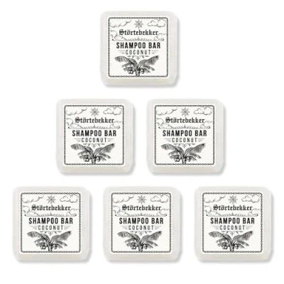 Afbeelding van Störtebekker® Lot de 6 shampoings en forme barre noix coco pour homme et femme Shampooing hydratant végétalien fabriqué à la main Savon douche parfumé homme, cheveux, visage