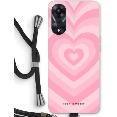 Afbeelding van Case Company® hoesje met Koord geschikt voor Oppo A78 5G Hart Roos Telefoonhoesje Zwart Bescherming aan alle Kanten en Over de Schermrand