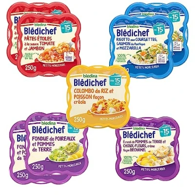 Afbeelding van Blédina Blédichef 8 kleine babygerechten Middag en avondmaaltijden Vanaf 15 maanden 5 recepten Pak van