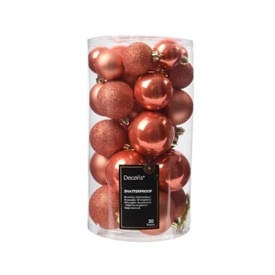 Afbeelding van Decoris kerstballen 30x stuks 4, 5 en 6 cm pompoen oranje kunststof kerstversiering