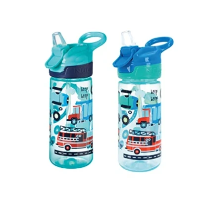 Afbeelding van Nuby Super Quench morsvrije waterfles met draaggreep, vaatwasmachinebestendig en sterilisator voor nog eens 18 maanden (verkeer, 2 stuks)