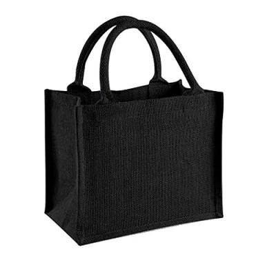 Afbeelding van Westford Mill W412 Mini jute geschenkzakje, zwart/zwart, één maat, Eén maat