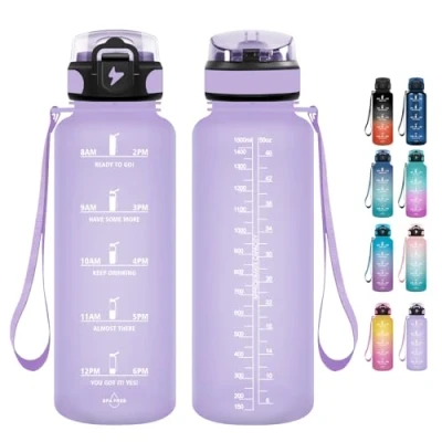 Image de Grsta Gourde 1,5 l avec paille sans BPA Pour le sport, anti fuite fitness, vélo, gym, camping et école