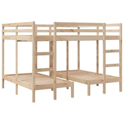 Image de vidaXL Lit superposé triple 140x200/70x140 cm bois de pin massif