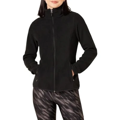 Image de Amazon Essentials Veste polaire douce à fermeture éclair intégrale pour femme (disponible en grande taille), noir, taille L