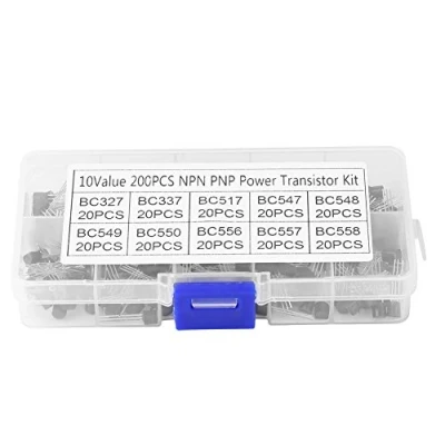 Afbeelding van 200 stuks TO 92 silicium NPN PNP Power Transistors Kit met kunststof opbergdoos 10 waarden (BC327 BC337 BC517 BC547 BC548 BC549 BC550 BC556 BC557 BC558)