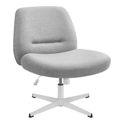 Afbeelding van SONGMICS HOME Bureaustoel, ergonomische stoel, moderne stijl met kruisbasis, brede en comfortabele zitting, in hoogte verstelbaar, draaibare katoenen linnen stof, duifgrijs, OBG046G01