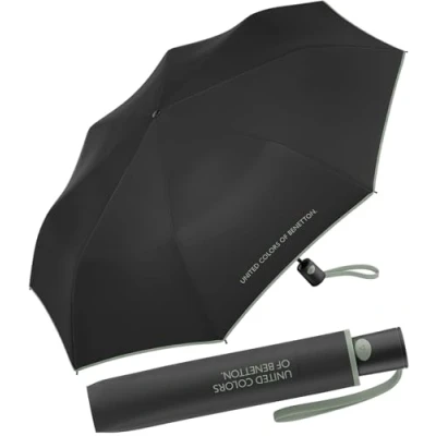 Afbeelding van Benetton Mini AC Zakparaplu, zwart/ijsgroen, 95 cm, zwart/ijsgroen