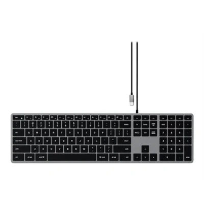 Afbeelding van Satechi Slim W3 bekabeld toetsenbord met achtergrondverlichting en numeriek toetsenblok, verlichte toetsen USB C aansluiting, compatibel iMac 2020, Mac Mini MacBook Pro Air