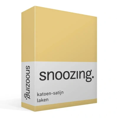 Afbeelding van Snoozing Katoen satijn Laken Lits jumeaux 280x300 cm Geel