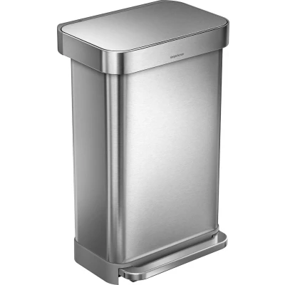 Afbeelding van Simplehuman Rectangular Prullenbak 45L Liner Pocket RVS