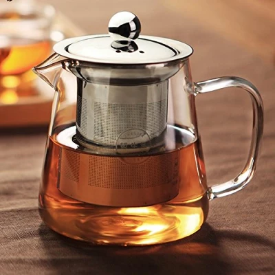 Afbeelding van TAMUME Glazen theepot met roestvrijstalen zeef voor eenvoudig gieten (500 ml)