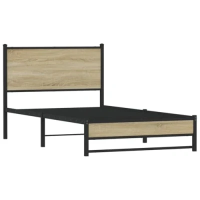 Afbeelding van Bedframe zonder matras metaal sonoma eikenkleurig 100x200 cm