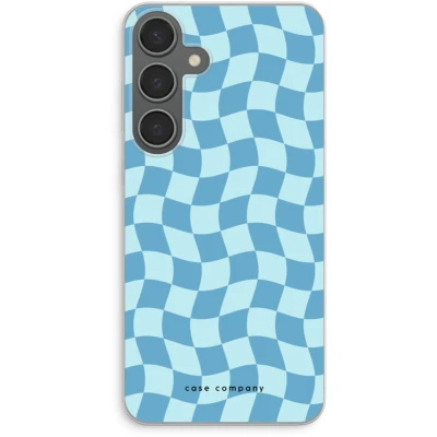 Afbeelding van Case Company® hoesje geschikt voor Samsung Galaxy S24 Plus Grid Blauw Soft Cover Telefoonhoesje Bescherming aan alle Kanten en Schermrand