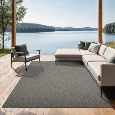 Afbeelding van the carpet Mistra robuust buitentapijt, modern, weerbestendig &amp; UV bestendig, voor balkon, terras en serre Maar ook geschikt de keuken, plat geweven, 080x150