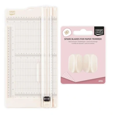 Afbeelding van Vaessen Creative 2 in 1 papiersnijder met vouwplank, ivoorkleurig, 15,2 x 30,5 cm, voor scrapbooking, kaarten maken en papieren projecten, reservemesjes, veilig ontworpen