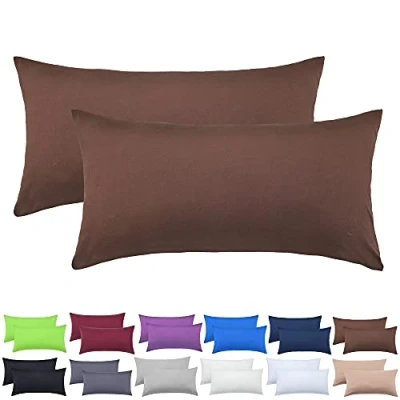 Afbeelding van NatureMark Jersey kussenhoezen in vele maten en kleuren, voor zijkussen of nekkussen, 40 x 60 cm, chocoladebruin, set van 2