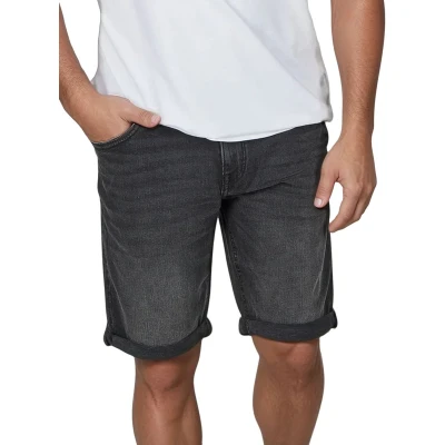 Afbeelding van TOM TAILOR Short en jean stretch pour homme Coupe droite ajustée Bermuda d&#039;été Denim Couleur unie Bleu et noir 30, 31, 32, 33, 34, 36, 38, 40, 42, Black Wash (10270), 34W
