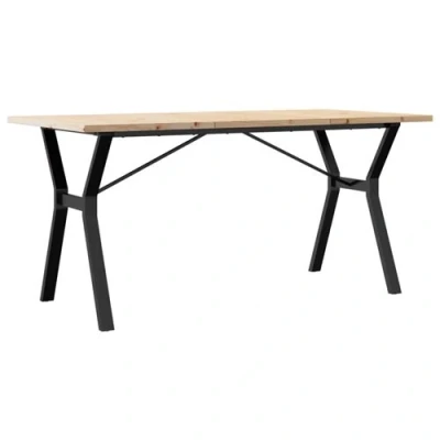Afbeelding van vidaXL Eettafel Y frame 160x80x75,5 cm massief grenenhout en gietijzer