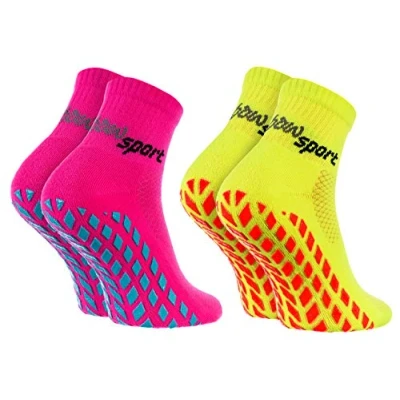 Afbeelding van Rainbow Socks Neo ABS Sportsokken voor dames en heren, neon, sportsokken, 2 x gele roos