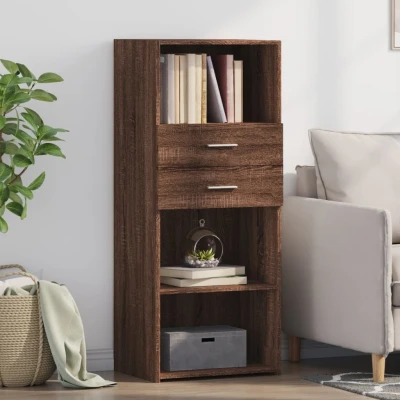 Afbeelding van Hoge kast 50x42,5x124 cm bewerkt hout bruin eikenkleurig