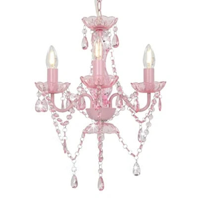 Image de vidaXL Lustre avec perles Rose Rond 3 x E14281598