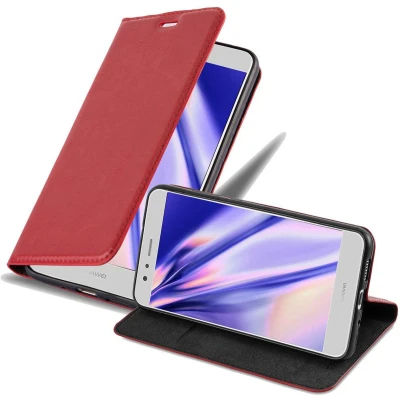 Afbeelding van Cadorabo Hoesje geschikt voor Huawei P10 LITE in APPEL ROOD Beschermhoes met magnetische sluiting, standfunctie en kaartvakje Book Case Cover Etui