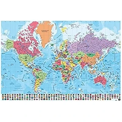 Afbeelding van Poster Map World PT Physical Politic 91,5x61cm